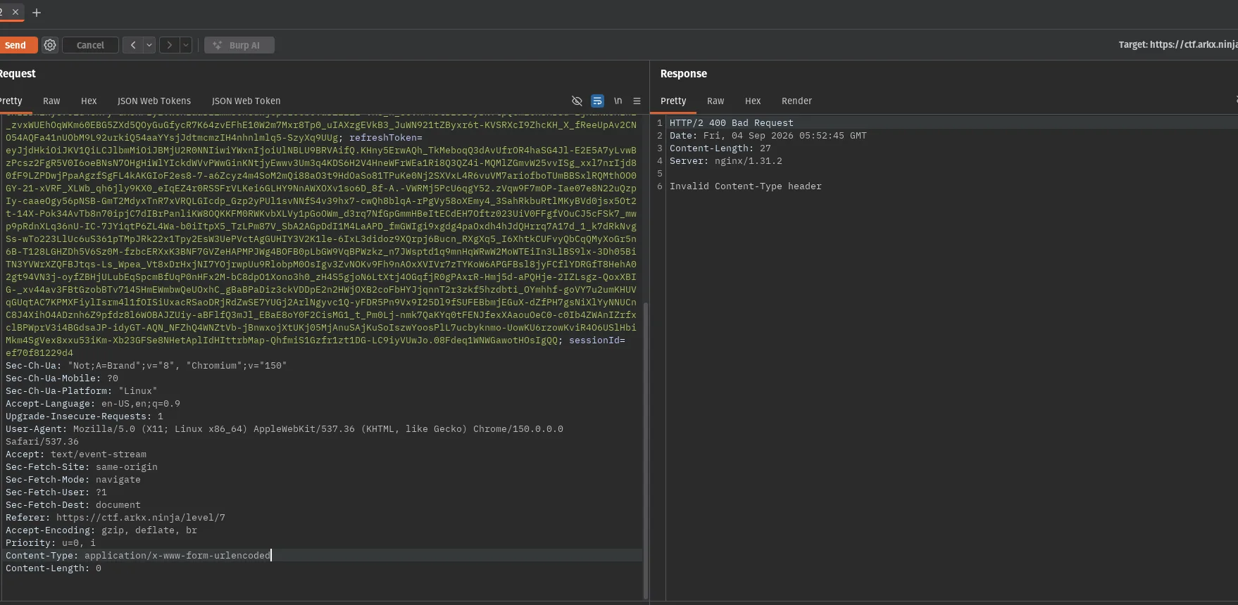 Invalid Content-Type header response