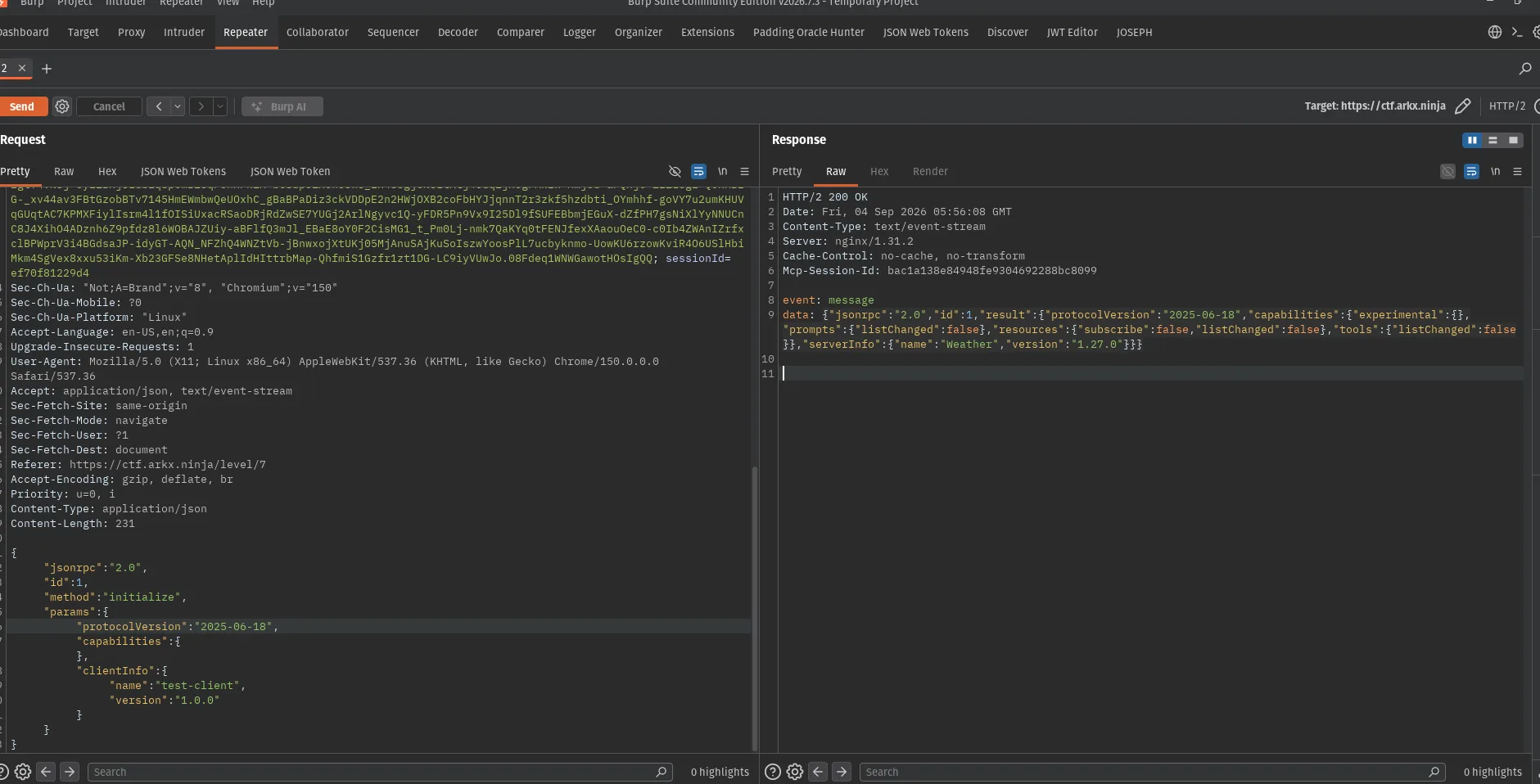 Successful MCP initialize response