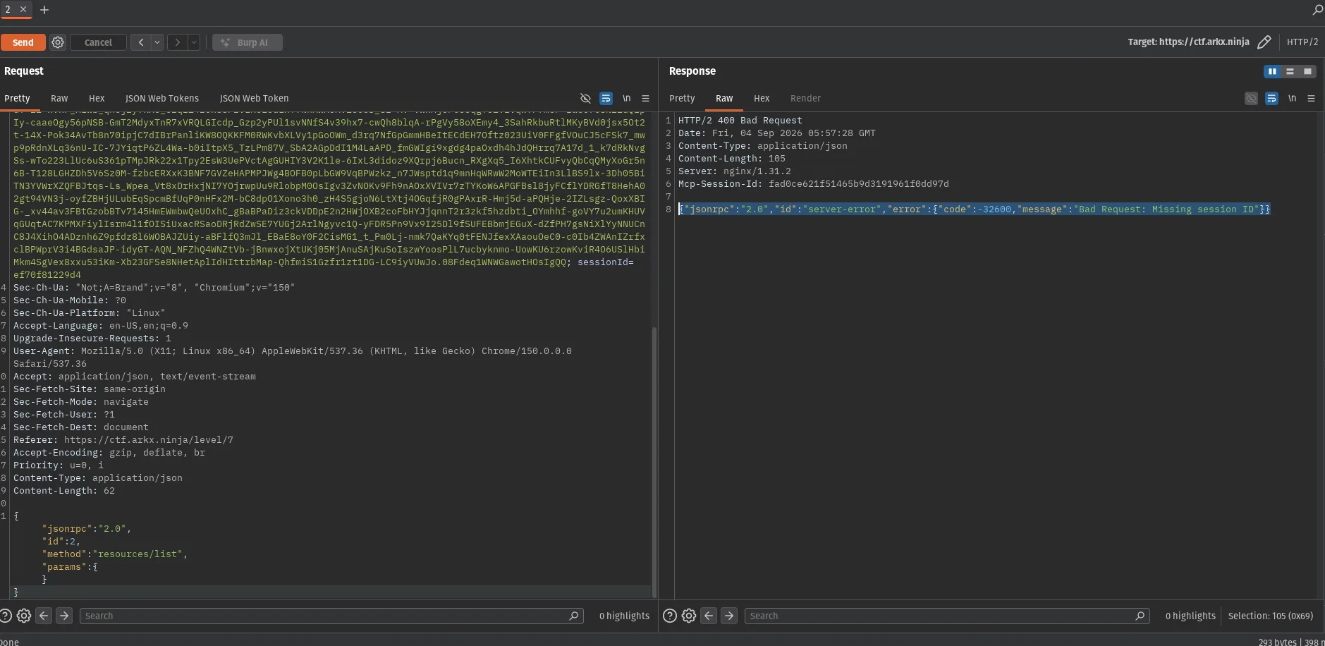 Missing MCP session ID error