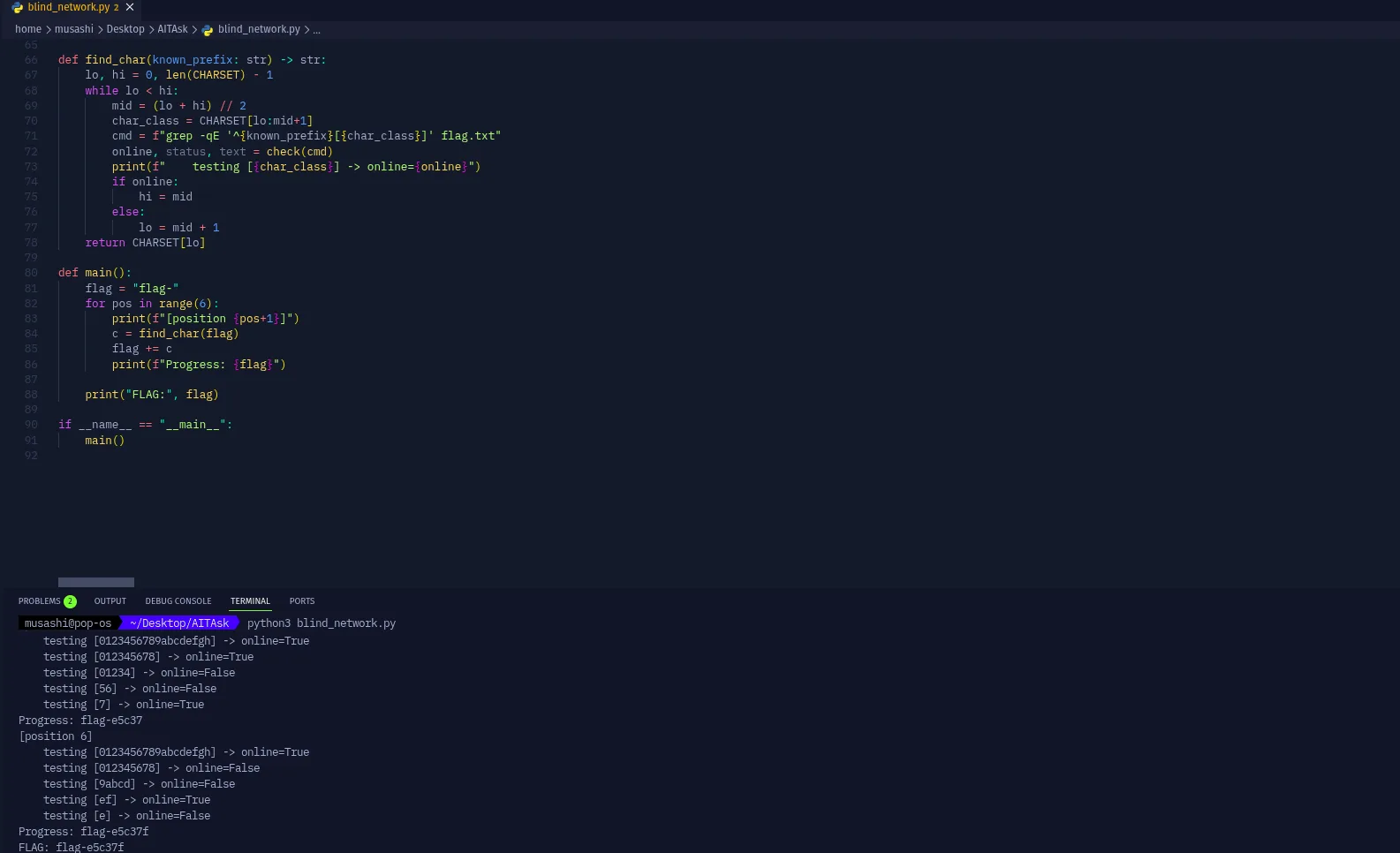 blind_network.py recovering flag-e5c37f