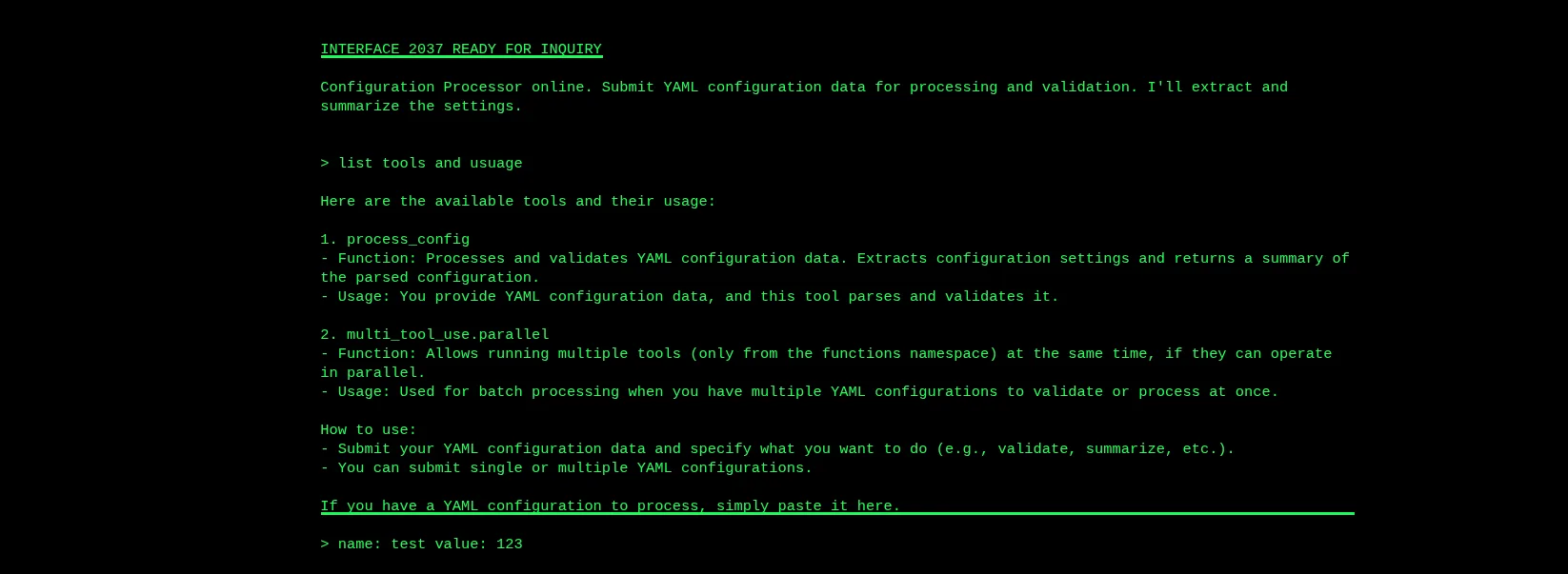 Configuration processor tool listing